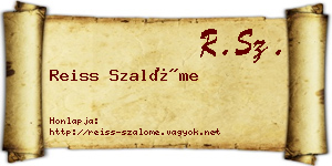 Reiss Szalóme névjegykártya